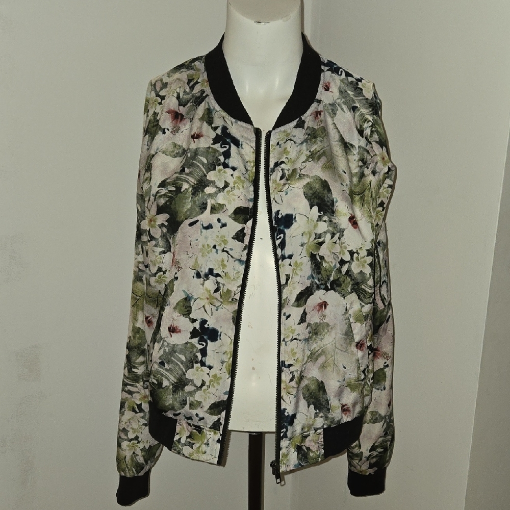 Sanctuary Floral Bomber Jacket - Black and Green